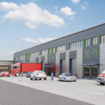 CGI of industrial warehouse units at Holbrook Park