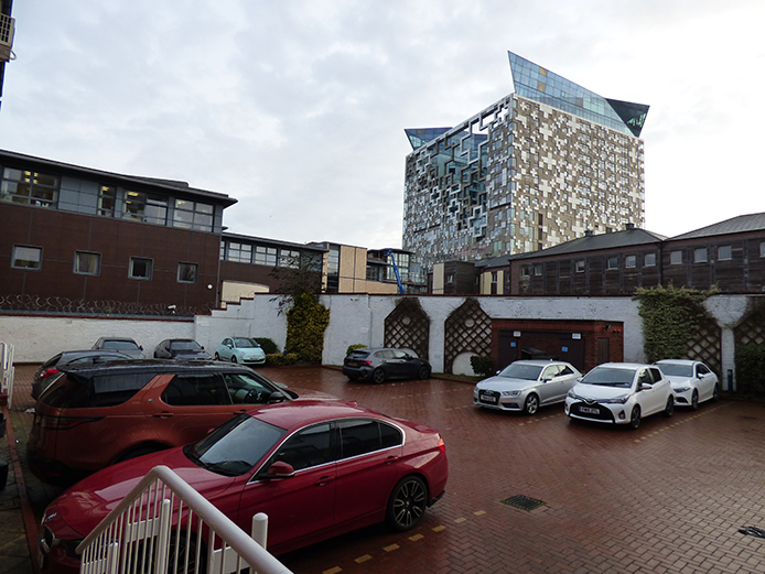 Secure courtyard car parking area at 3 Gatsby Court offices for sale Birmingham