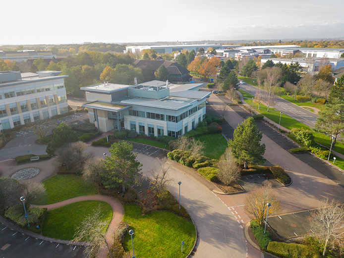 Aerial view of 4020 Lakeside high quality offices Birmingham Business Park, Solihull
