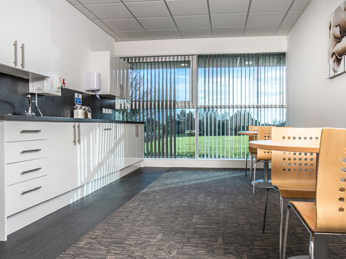 Kitchen breakout area at flexible offices to rent Solihull