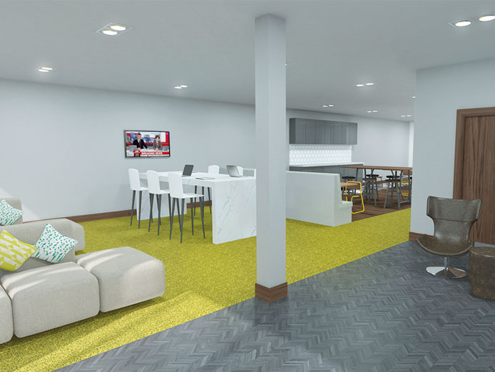 CGI of collaboration area in offices Leamington Spa, Warwick, Coventry, Kenilworth