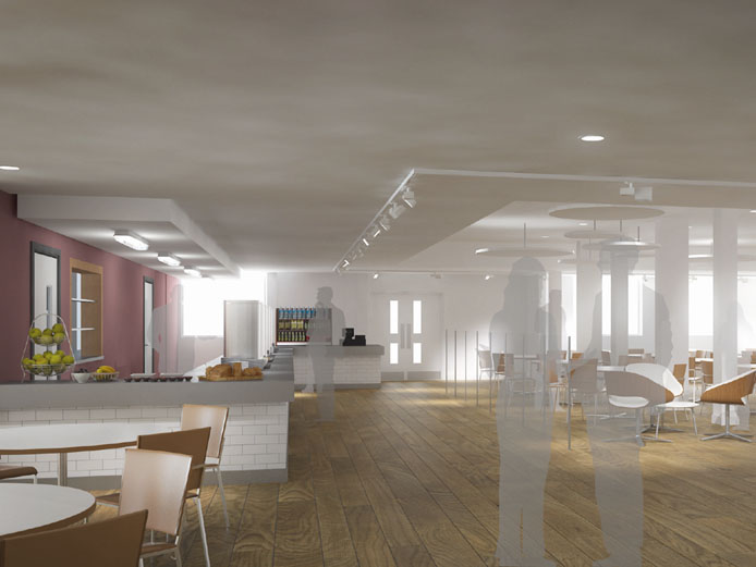 CGI of Abbey Park offices employee dining area - offices Coventry, Leamington Spa, Warwick, Kenilworth