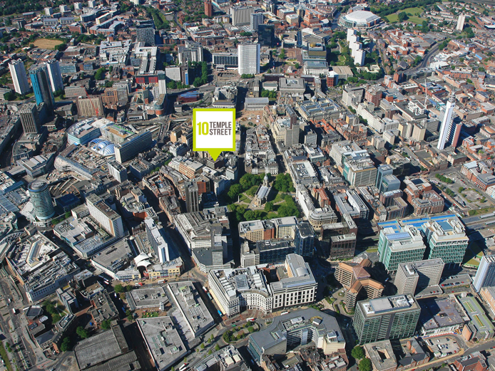 10 Temple Street Birmingham aerial map