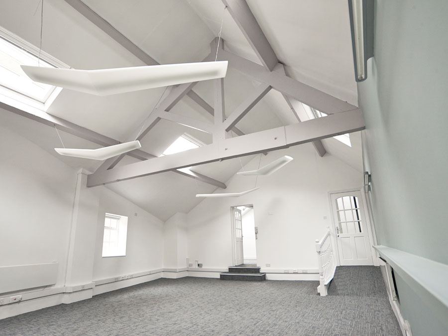 Feature beams and lighting - Newhall Court offices Jewellery Quarter Birmingham