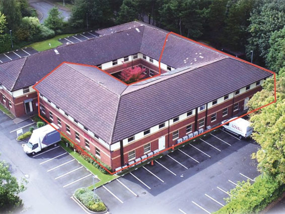 Aerial view of Pinewood Court offices Birmingham sold by KWB to Mencap