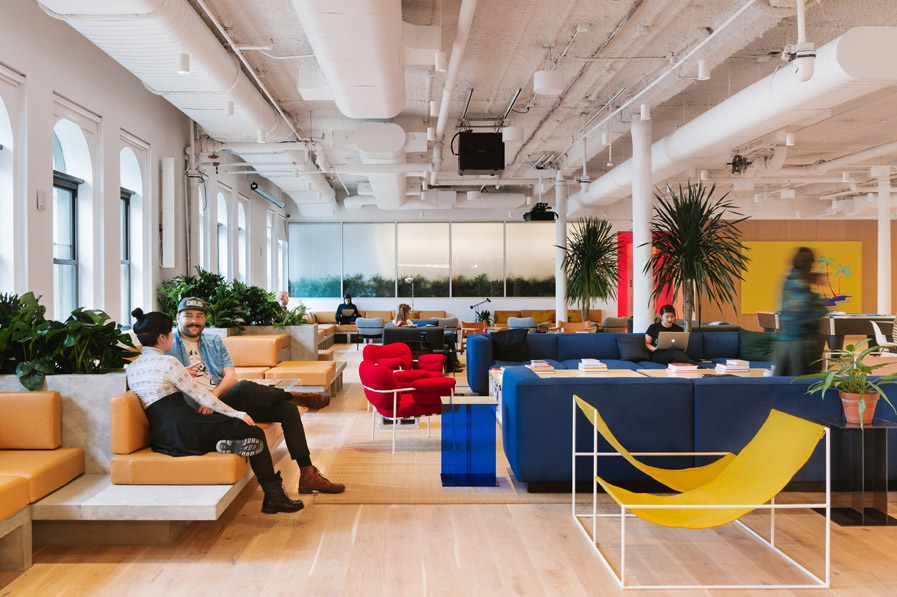 WeWork common area typical of their collaborative workspace