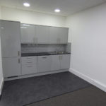 Close up view of modern kitchen facilities at Wellington House offices to rent Birmingham