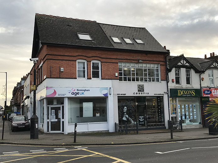 Exterior at 55 Alcester Road South, retail unit to let in Kings Heath