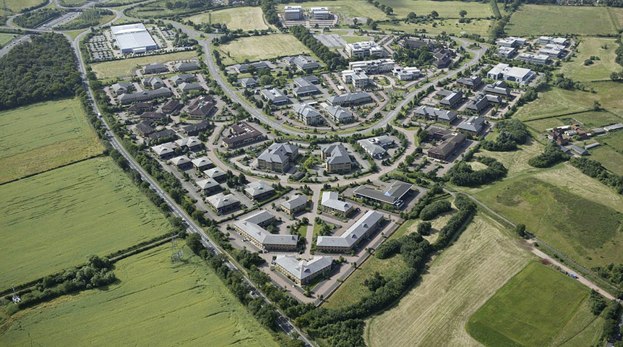 Aerial view of Birmingham Business Park, accounting for 2 of the 3 deals in the Solihull office market for Q2 2020