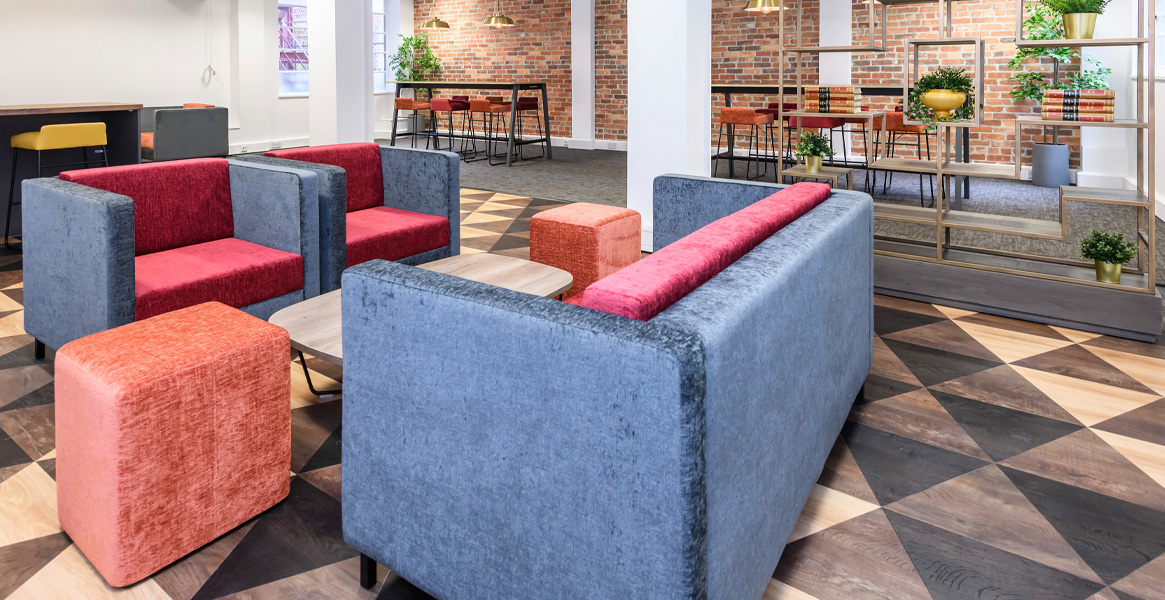 Breakout and meeting area at the newly refurbished Cavendish House in Birmingham city centre
