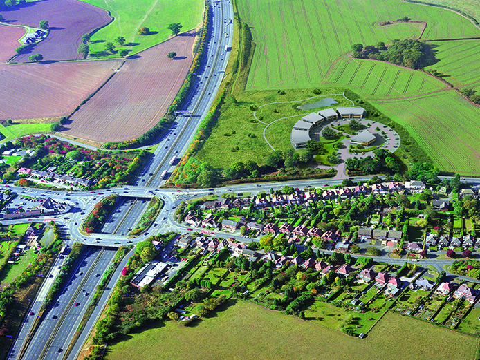 Aerial view of Topaz Business Park next to M42 J1 - offices to let or for sale Bromsgrove