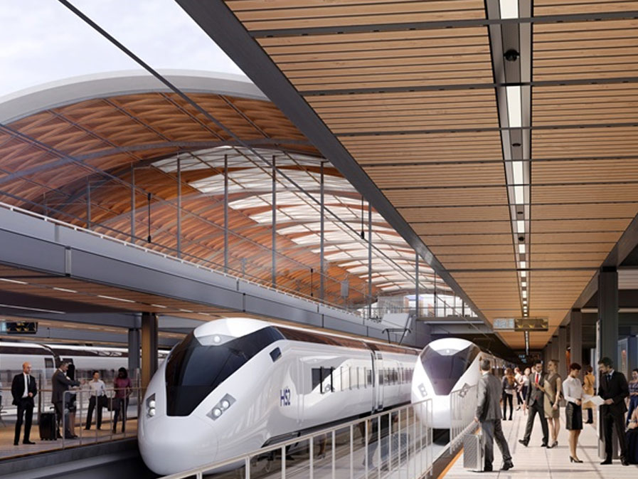 HS2 train at station - occupiers factoring HS2 Interchange into calculations for offices in Solihull