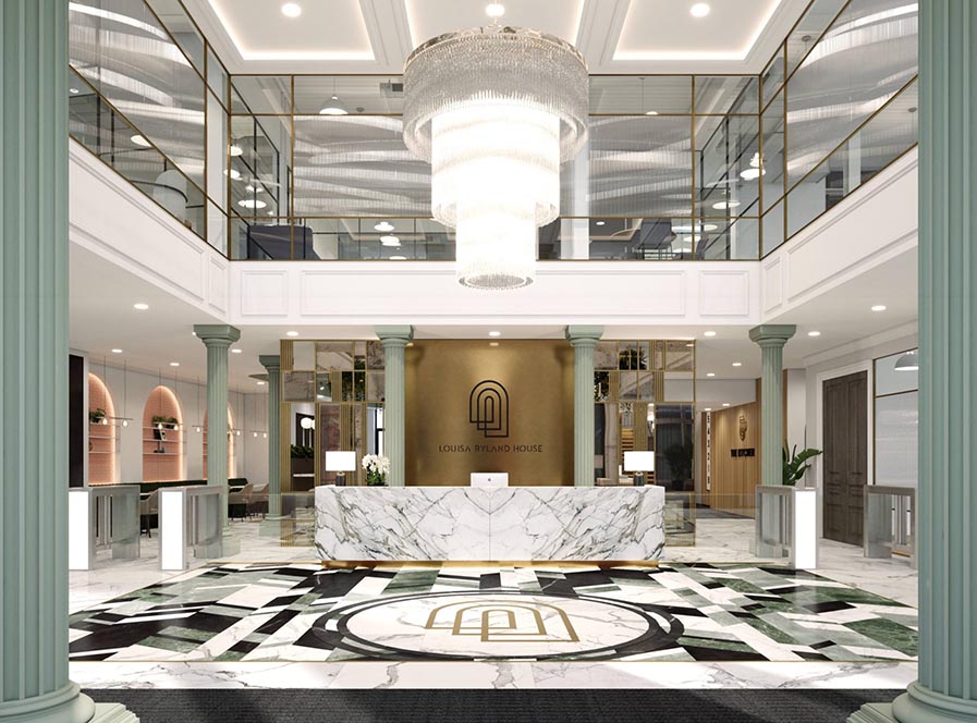 The planned foyer of Louisa Ryland House offices in Birmingham city centre