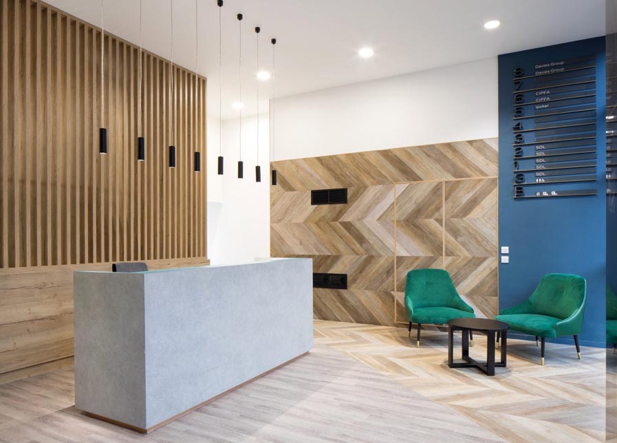 Newly remodelled reception at 154 Great Charles Street, Birmingham city centre