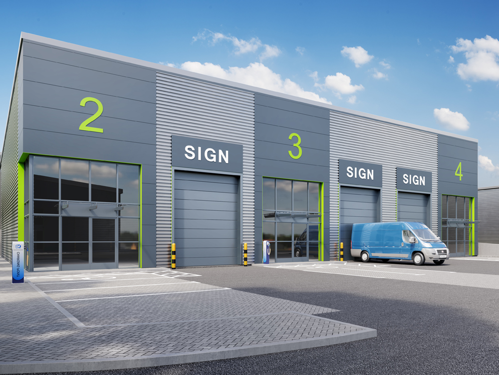 CGI of Holbrook Park trade counters Coventry