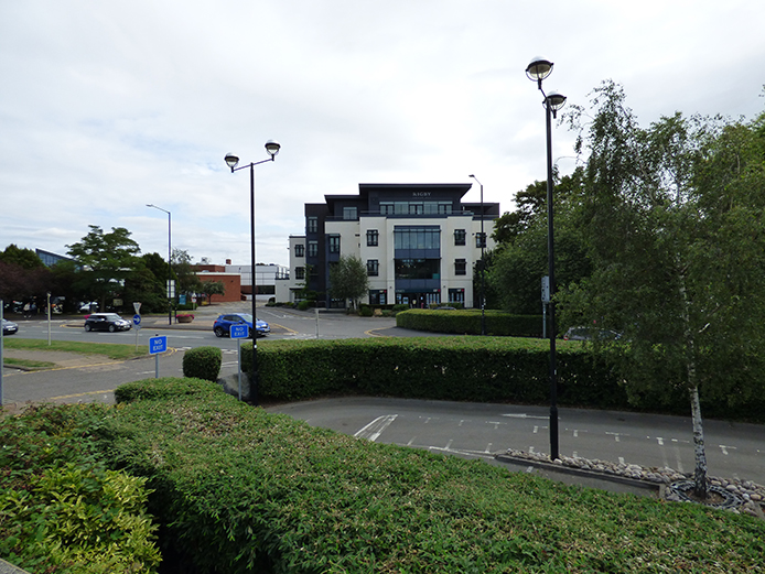 External view of Bridgeway House offices Stratford and car park
