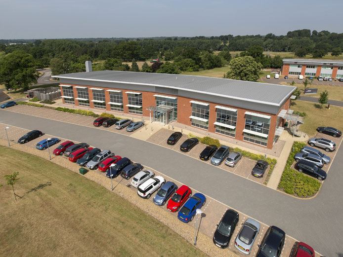 External view of Building 500 Abbey Park offices Leamington Spa with 26 car parking spaces