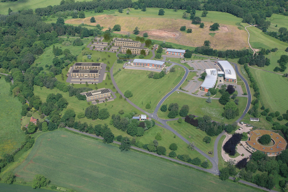 Aerial view of Abbey Park Offices near Leamington Spa, Warwick, Coventry and Kenilworth