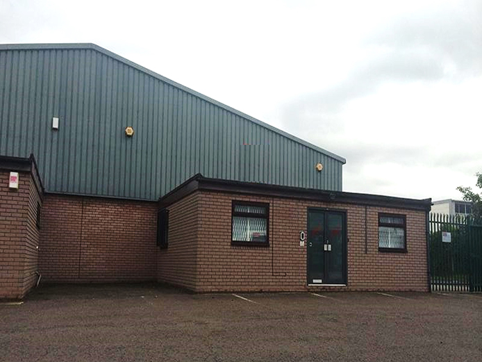 Exterior view of Unit 1 Westgate Trading Estate, industrial unit to rent Aldridge, Walsall, West Midlands