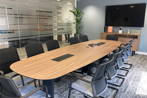 Meeting room at Vanderlande's offices following new office fit out by KWB Workplace