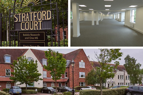 Collage of 2 Stratford Court offices to rent Shirley where Buckingham Group Contracting has secured the first floor.