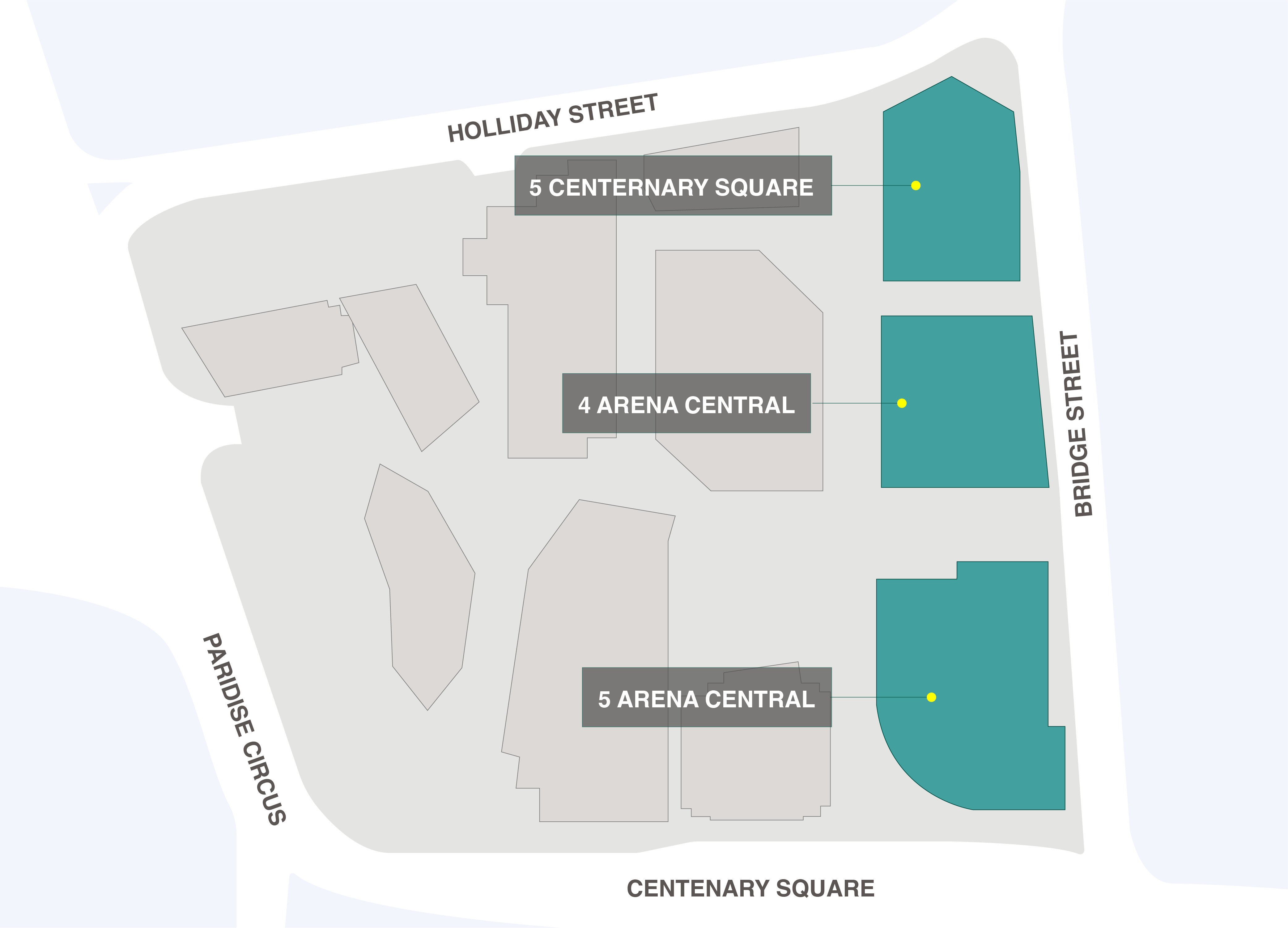 Map of Arena Central, Birmingham - KWB Birmingham office market research
