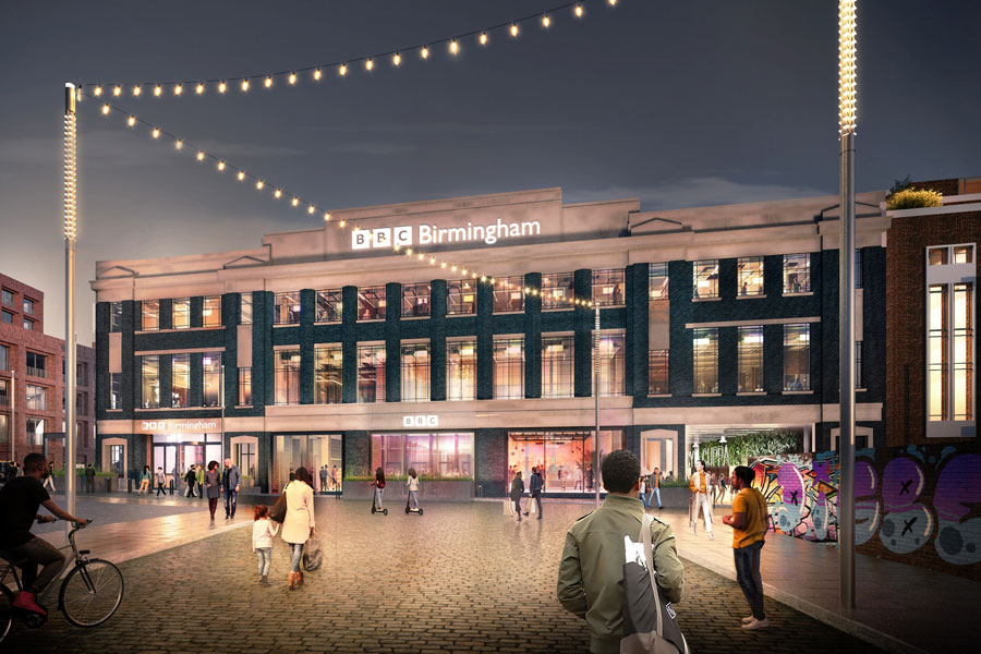 CGI of proposed new BBC Birmingham headquarters in Birmingham Digbeth