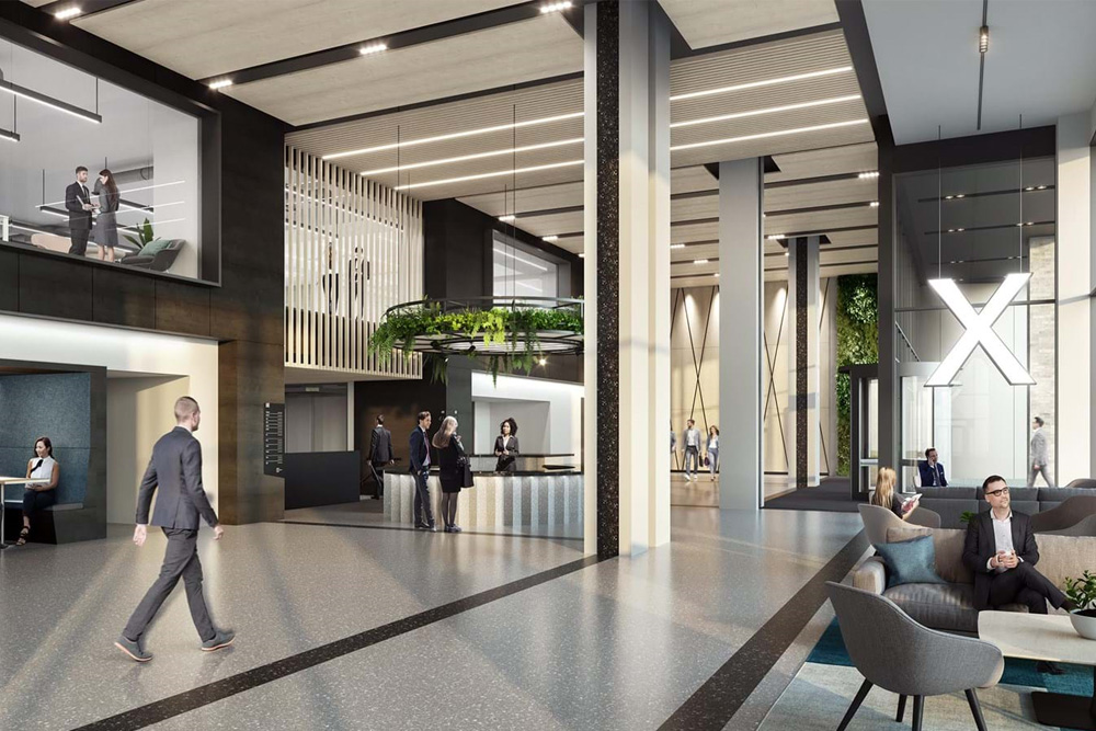 CGI of the reception at 10 Brindleyplace where Spacemade has taken 25,731 sq ft to provide serviced offices in Birmingham city centre