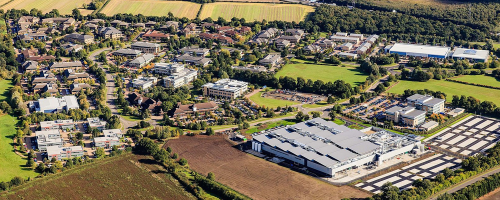 Aerial view of Birmingham Business Park, which accounted for the largest share of annual take-up in teh Solihull office market 2022 - with 37% of square footage