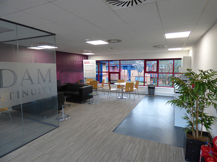 Breakout area within refurbished offices for sale at Highlands Court, Solihull