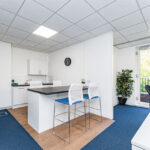 Kitchen facilities and breakout space at Forward House, large team office space Henley-in-Arden