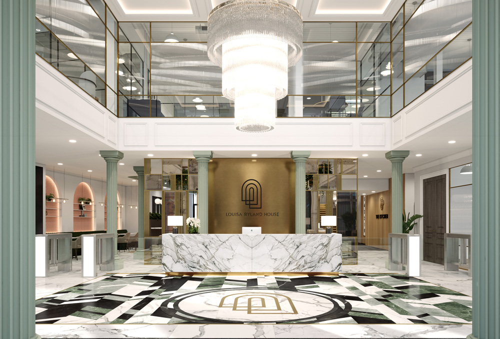 Louisa Ryland House internal lobby - Birmingham office market Q1 2023