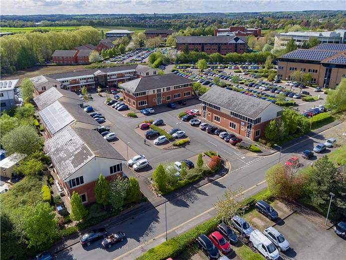 Aerial view of offices to rent on Tachbrook Park, Warwick within an attractive courtyard setting and on-site allocated parking