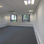 Open plan, self-contained office space to rent, decorated and carpeted throughout