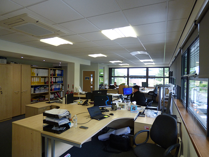 Open plan offices for sale in Solihull, with LED lighting and suspended ceilings