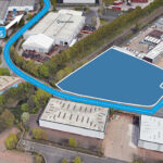Site aerial of Smethwick open storage land to let at Potterton Way