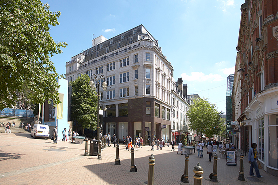 Waterloo House, Birmingham city centre, with bright natural light and a busy city. Offices to let from KWB, Birmingham commercial property consultants