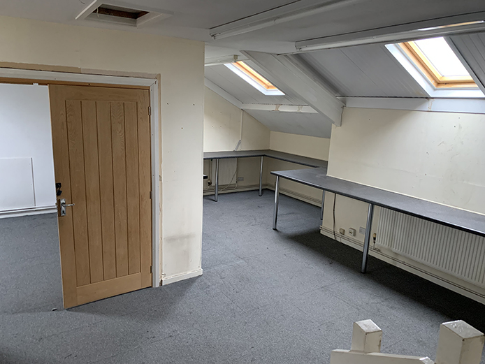Interior, office / storage space at mezzanine level, 155 Bromford Lane, offices to let Birmingham