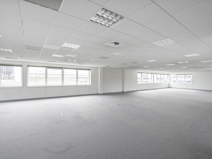 Interior, open plan office space to let Birmingham with plenty of natural light