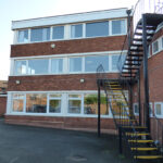 External staircase at 25 Meer Street, providing 2,930 sq ft of office space to let Startford-upon-Avon
