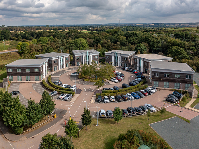 Aerial of Quartz Point, self-contained office spaces for sale/to let in Solihull