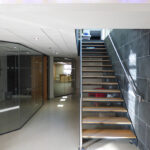 Internal space showing modern stairs in Stewart Court Coleshill