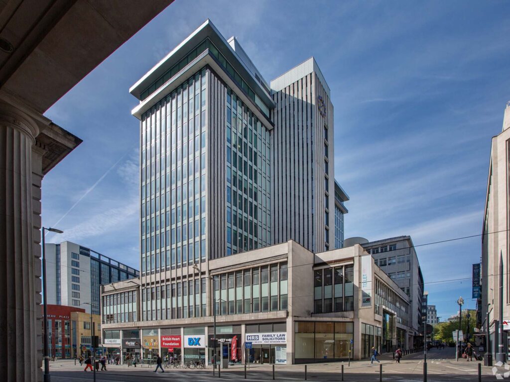 One Temple Row, Birmingham is a mixed-use building comprising 64,000 sq ft of offices, which underwent a £3 million refurbishment in the last few years.