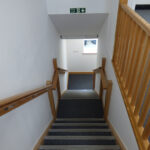 Timber feature staircase and handrails in self-contained offices for sale Henley-in-Arden