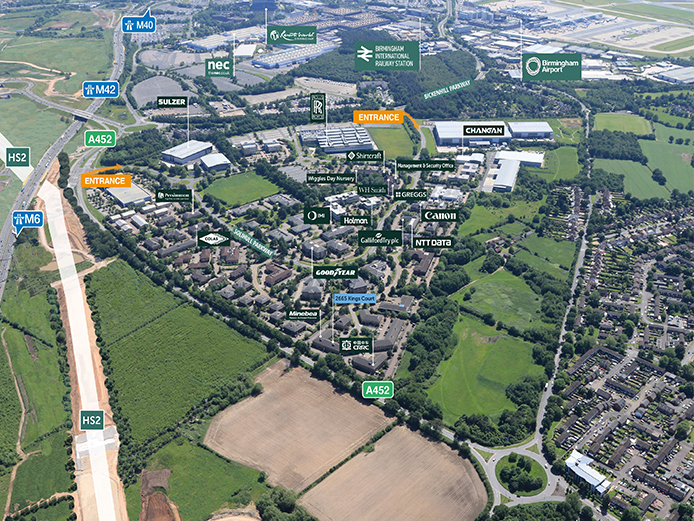 Aerial view of Birmingham Business Park