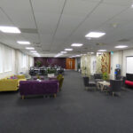 Interior soft space of the refurbished Bridgeway House office space