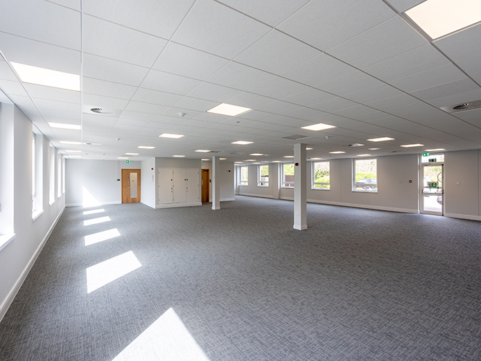 Mineral fibre suspended ceiling in the self contained office space available at Birmingham Business Park