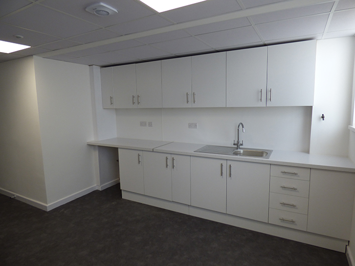 Kitchen area of offices to let in Birmingham