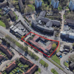 Ladywood Police Station development aerial of 0.88 acres, currently for sale in Birmingham.