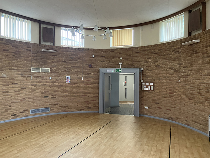 Hall at Friend's Meeting House - property may have potential for alternative use or redevelopment, subject to planning permission.